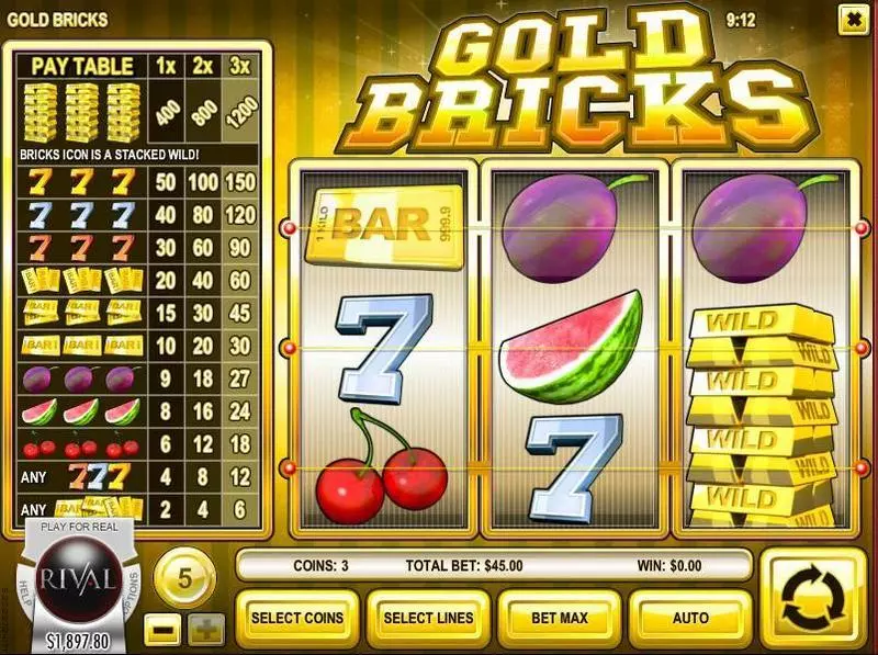 Gold Bricks Free Casino Slot 