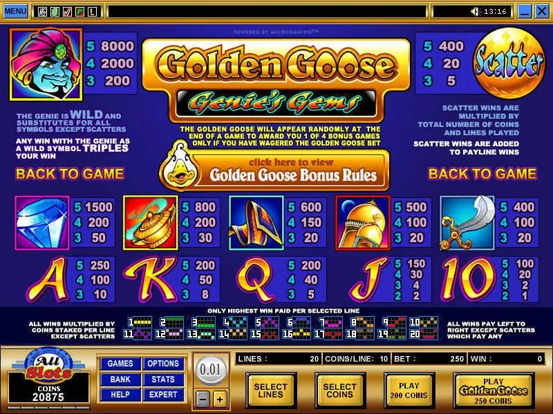 Golden Goose - Genie's Gems Free Casino Slot  with, delFree Spins