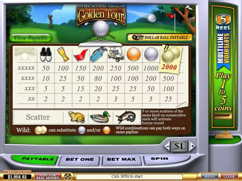 Golden Tour Free Casino Slot  with, delSecond Screen Game