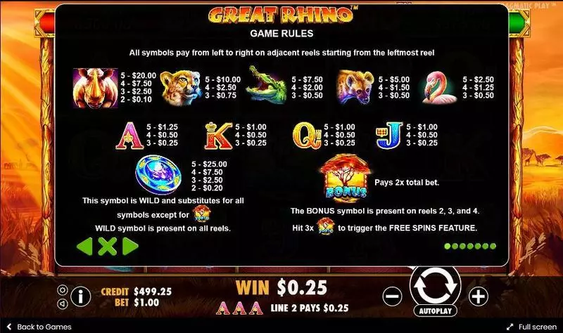 Great Rhino Free Casino Slot  with, delFree Spins