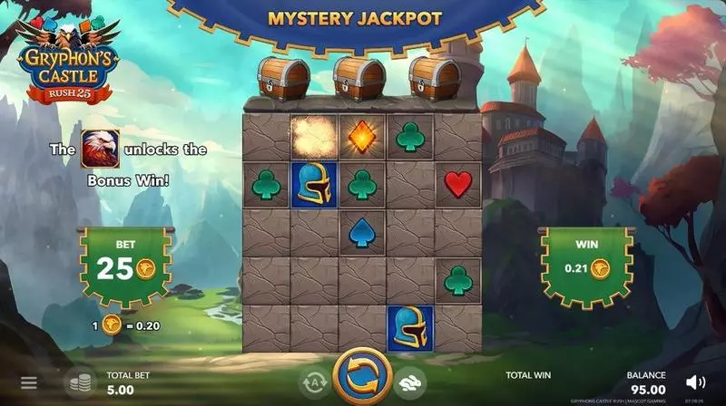 Gryphon's Castle Rush 25 Free Casino Slot  with, delJackpot bonus game