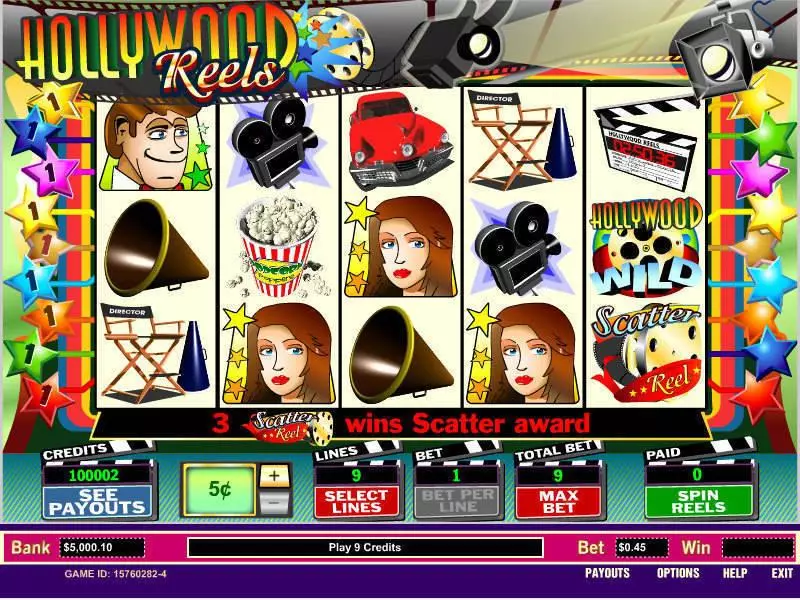 Hollywood Reels Free Casino Slot  with, delSecond Screen Game