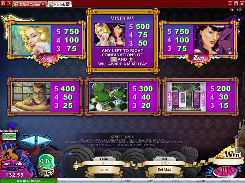 Hot Ink Free Casino Slot  with, delFree Spins