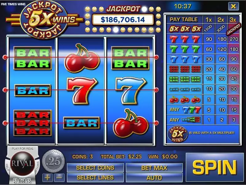 Jackpot 5x Wins Free Casino Slot 