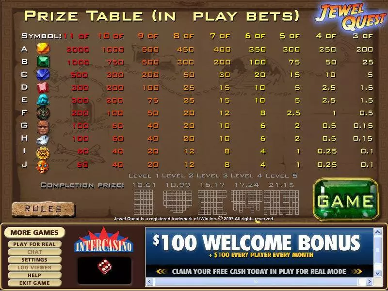 Jewel Quest Free Casino Slot 