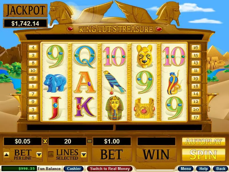 King Tut's Treasure Free Casino Slot  with, delFree Spins