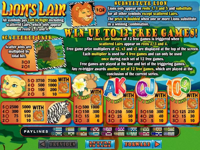 Lions Lair Free Casino Slot  with, delFree Spins