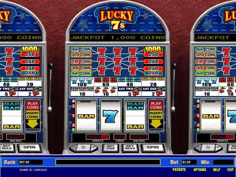 Lucky 7's 5 Line Free Casino Slot 