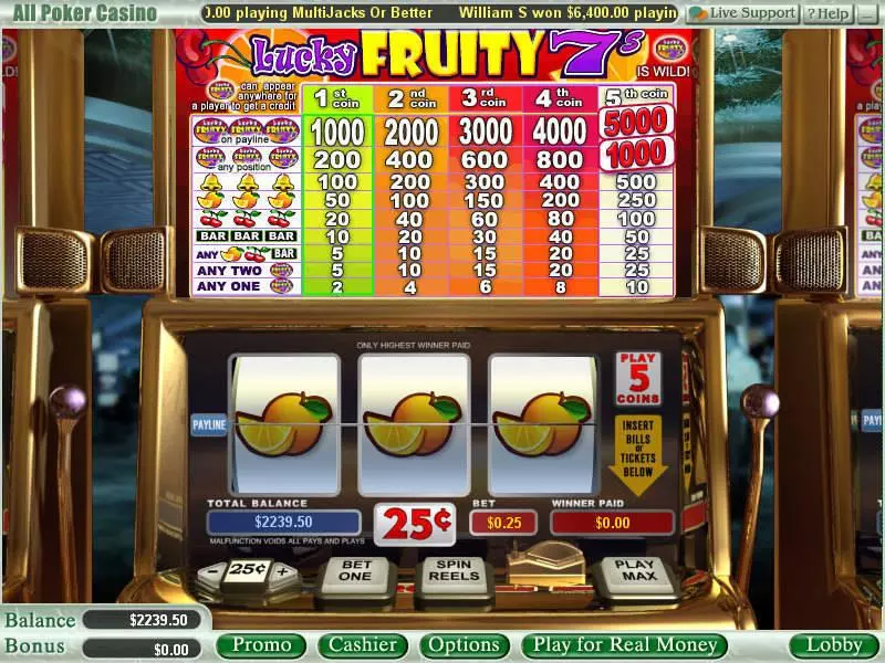 Lucky Fruity 7's Free Casino Slot 