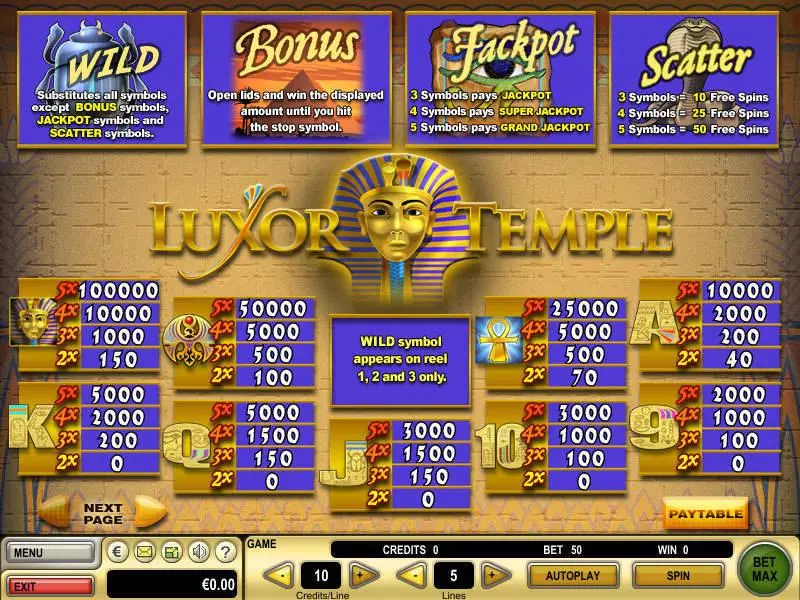 Luxor Temple Free Casino Slot  with, delFree Spins