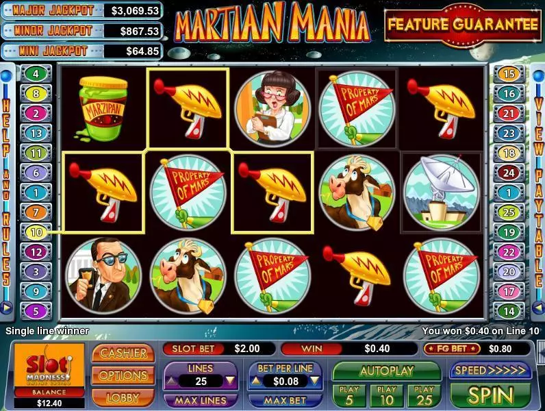 Martian Mania Free Casino Slot  with, delSecond Screen Game