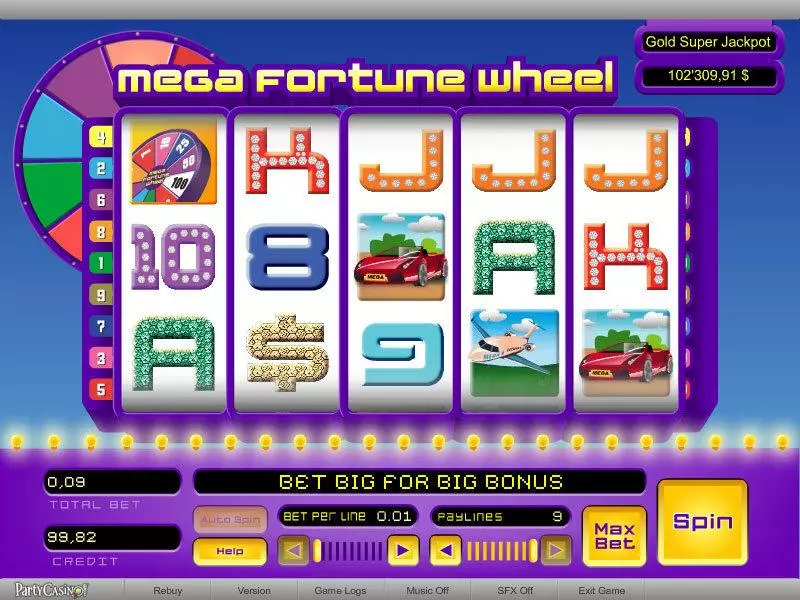 Mega Fortune Wheel Free Casino Slot  with, delJackpot bonus game