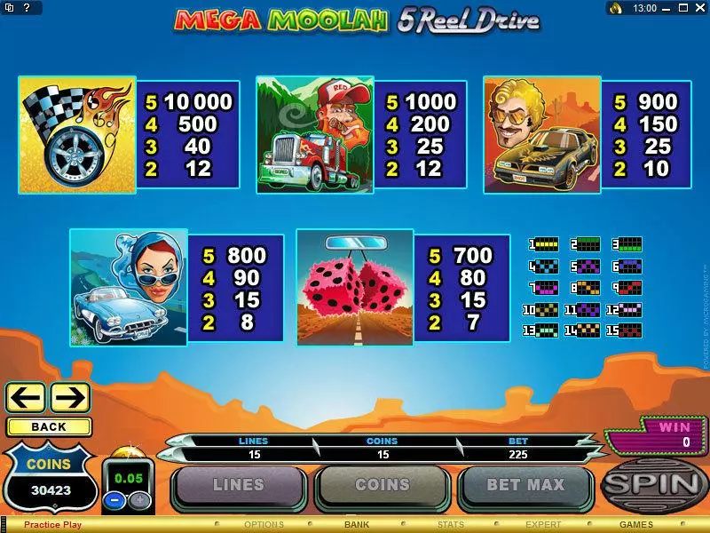 Mega Moolah 5 Reel Drive Free Casino Slot  with, delJackpot bonus game