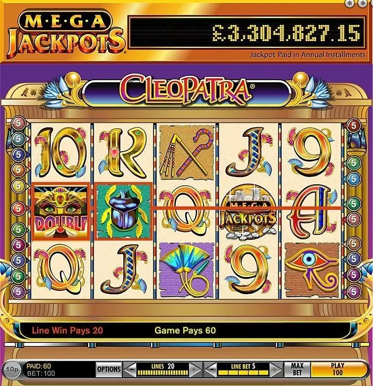 MegaJackpots Cleopatra Free Casino Slot  with, delFree Spins