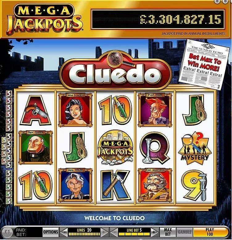 MegaJackpots Cluedo Free Spin Mystery Free Casino Slot 