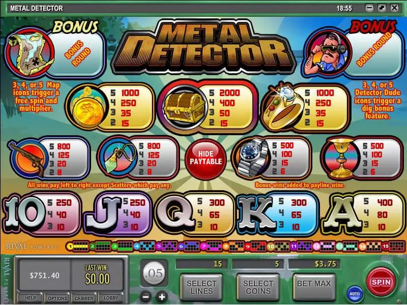 Metal Detector Free Casino Slot  with, delSecond Screen Game