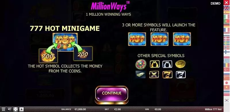 Million 777 Hot Free Casino Slot  with, delFree Spins