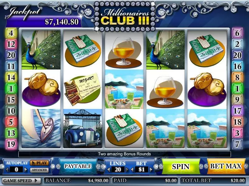 Millionares Club III Free Casino Slot  with, delSecond Screen Game