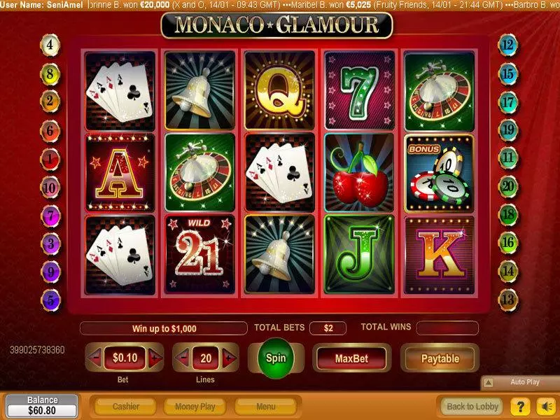Monaco Glamour Free Casino Slot  with, delSecond Screen Game