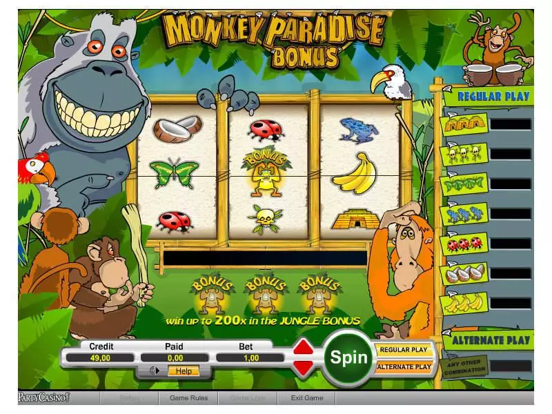 Monkey Paradise Bonus Free Casino Slot  with, delSecond Screen Game
