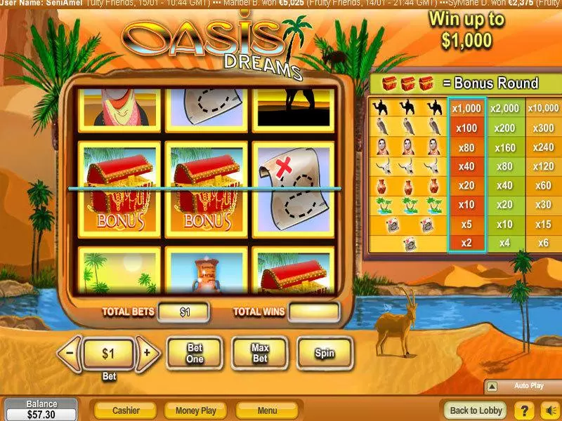 Oasis Dreams Free Casino Slot  with, delSecond Screen Game