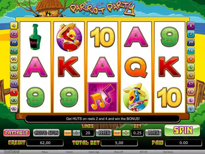 Parrot Party Free Casino Slot  with, delFree Spins