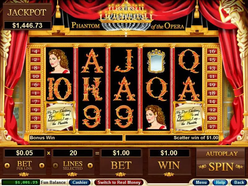 Phantom of the Opera Free Casino Slot  with, delFree Spins