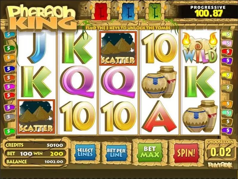 Pharaoh King Free Casino Slot  with, delSecond Screen Game