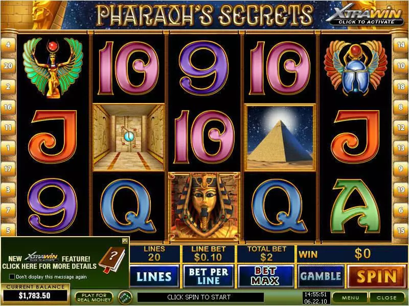 Pharaoh's Secrets Free Casino Slot  with, delFree Spins