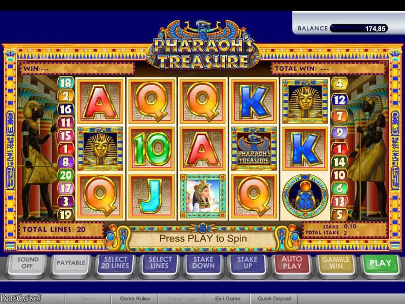 Pharaoh's Treasure Free Casino Slot  with, delFree Spins