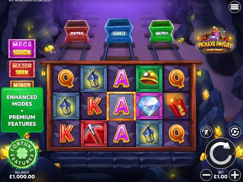 Pickaxe Payday Action Collect Free Casino Slot  with, delExpanding ReelsNudge MultiplierRandom Multiplier