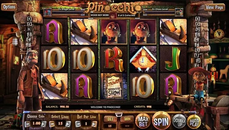 Pinocchio Free Casino Slot  with, delRe-Spin