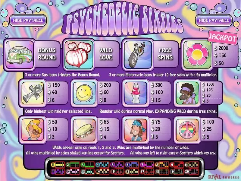 Psychedelic Sixties Free Casino Slot  with, delFree Spins