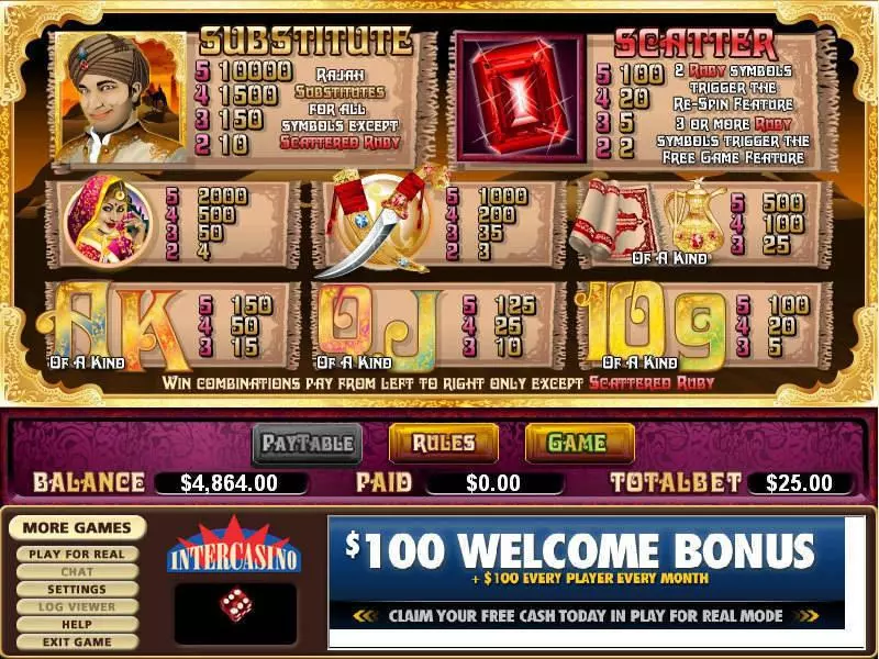 Rajah's Rubies Free Casino Slot  with, delFree Spins