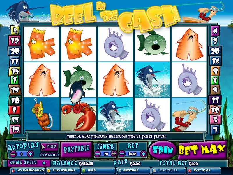 Reel in the Cash 20 Lines Free Casino Slot  with, delSecond Screen Game