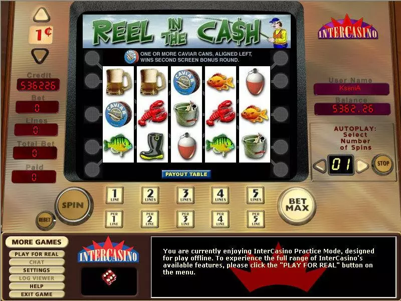 Reel in the Cash 5 Lines Free Casino Slot  with, delSecond Screen Game