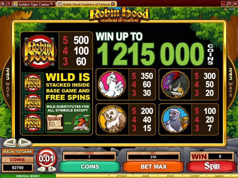 Robin Hood Feathers of Fortune Free Casino Slot  with, delFree Spins
