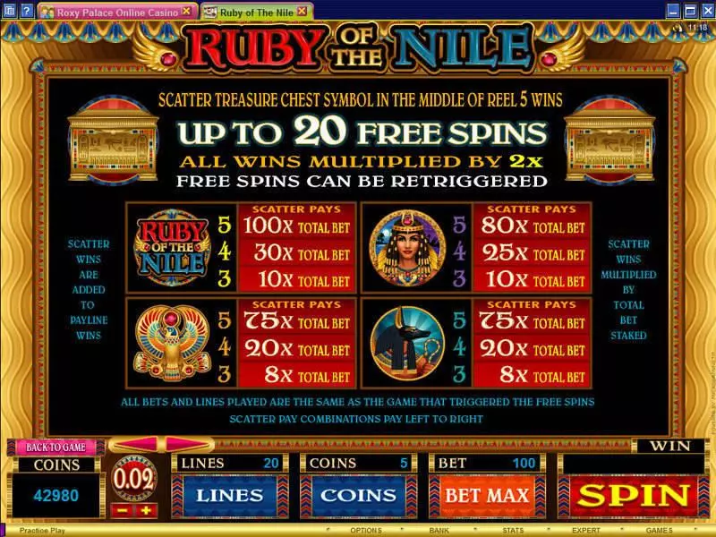 Ruby of the Nile Free Casino Slot  with, delFree Spins