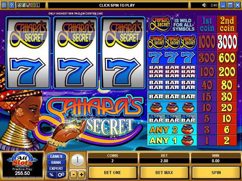 Sahara's Secret Free Casino Slot 