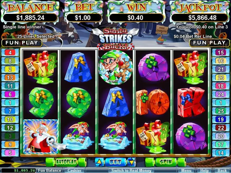 Santa Strikes Back! Free Casino Slot  with, delFree Spins