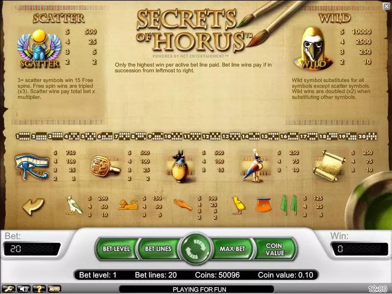 Secrets of Horus Free Casino Slot  with, delFree Spins