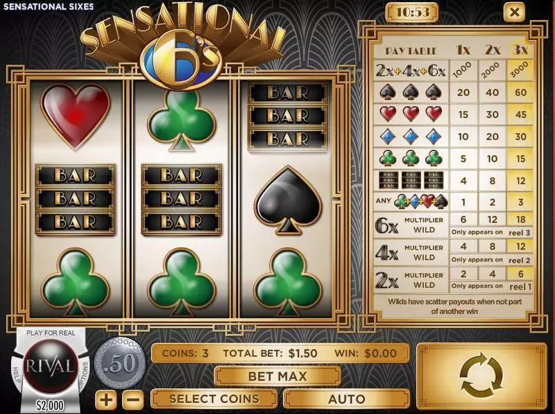 Sensational Sixes Free Casino Slot 