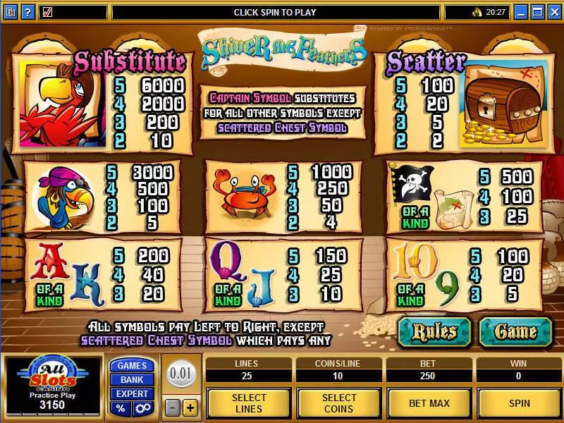 Shiver Me Feathers Free Casino Slot  with, delFree Spins