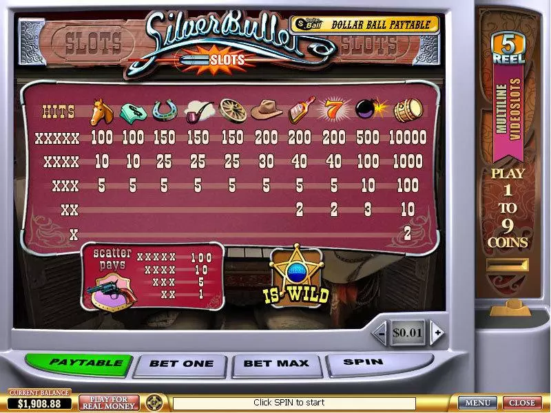 Silver Bullet Free Casino Slot  with, delSecond Screen Game
