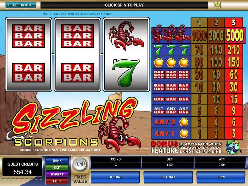 Sizzling Scorpions Free Casino Slot  with, delSecond Screen Game