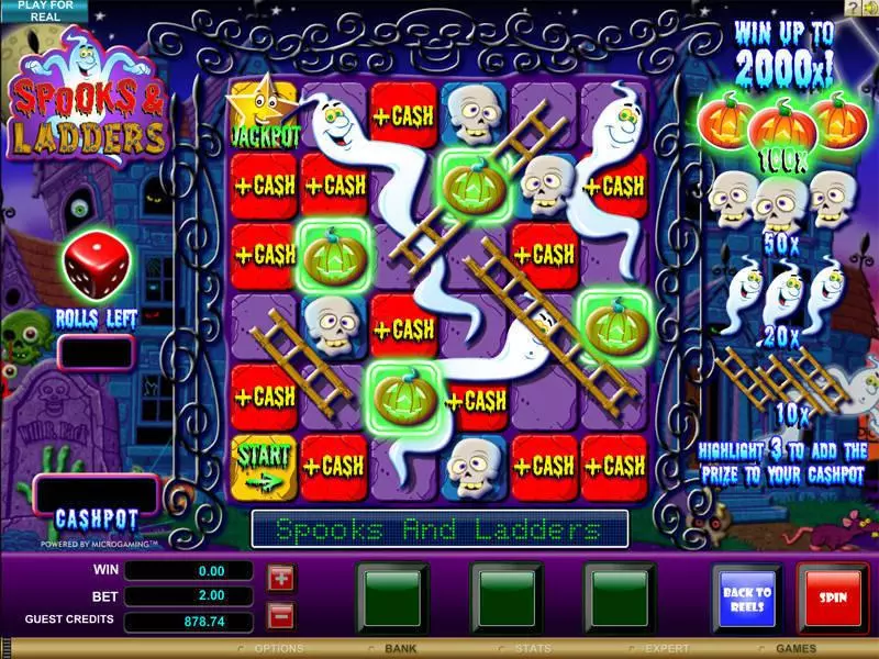 Spooks and Ladders Free Casino Slot  with, delSecond Screen Game