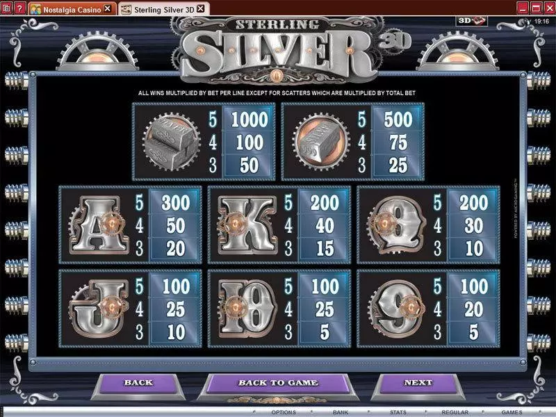 Sterling Silver 3D Free Casino Slot  with, delFree Spins