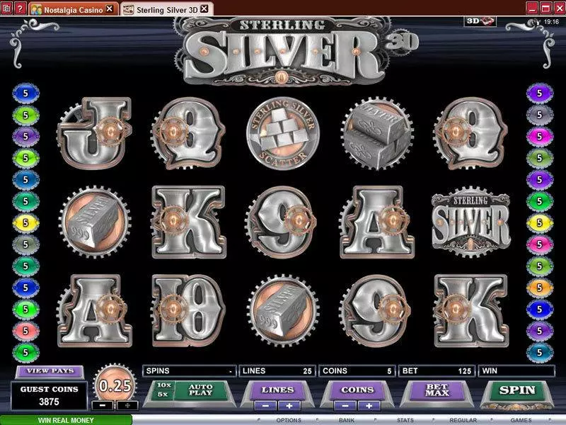 Sterling Silver 3D Free Casino Slot  with, delFree Spins