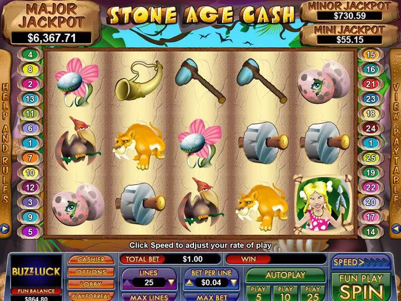 Stone Age Cash Free Casino Slot  with, delFree Spins