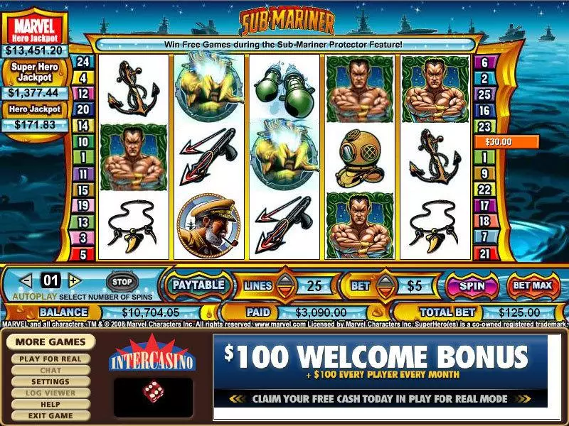 Sub-Mariner Free Casino Slot  with, delFree Spins